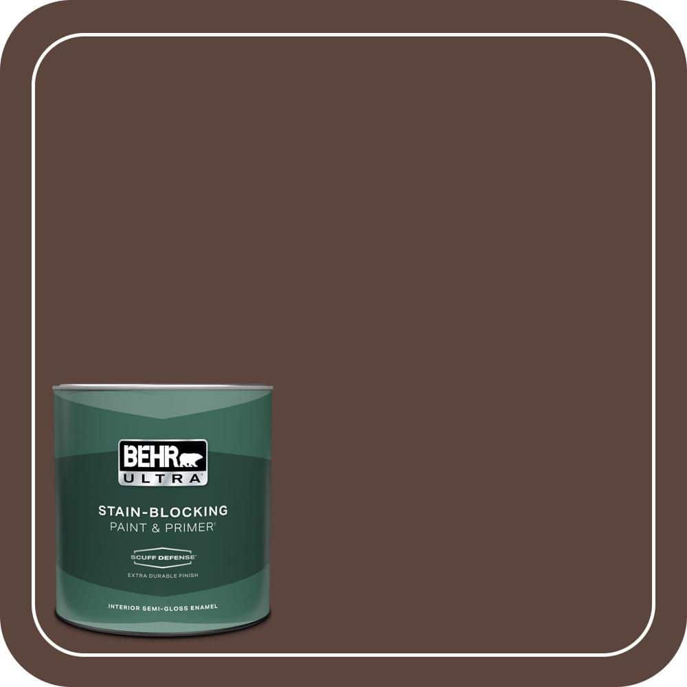 BEHR ULTRA 1 qt. #T15-5 Heritage Oak Extra Durable Semi-Gloss Enamel Interior Paint & Primer
