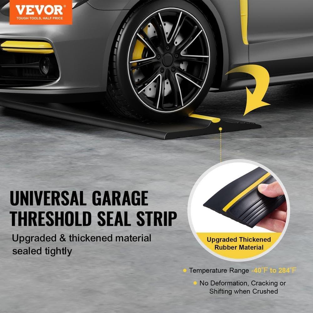VEVOR Garage Door Threshold Seal Strip, 20 ft. Garage Door Floor Seal Strip with Adhesive, Garage Door Bottom 12.6 x 3.94 in (3)