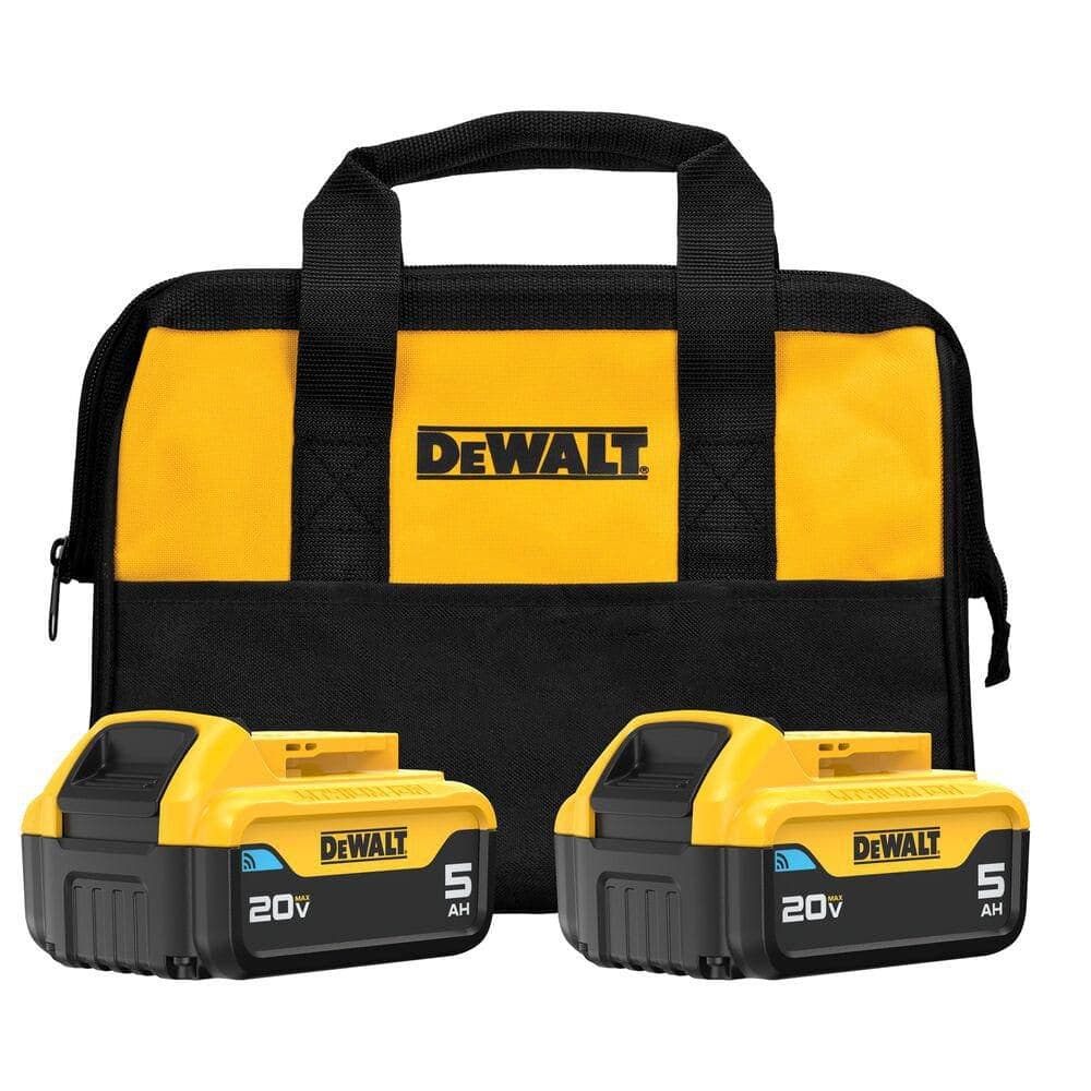 DEWALT 20V MAX XR Premium Lithium-Ion 5.0Ah Battery Pack with Bluetooth Connectivity (2 Pack) (1)
