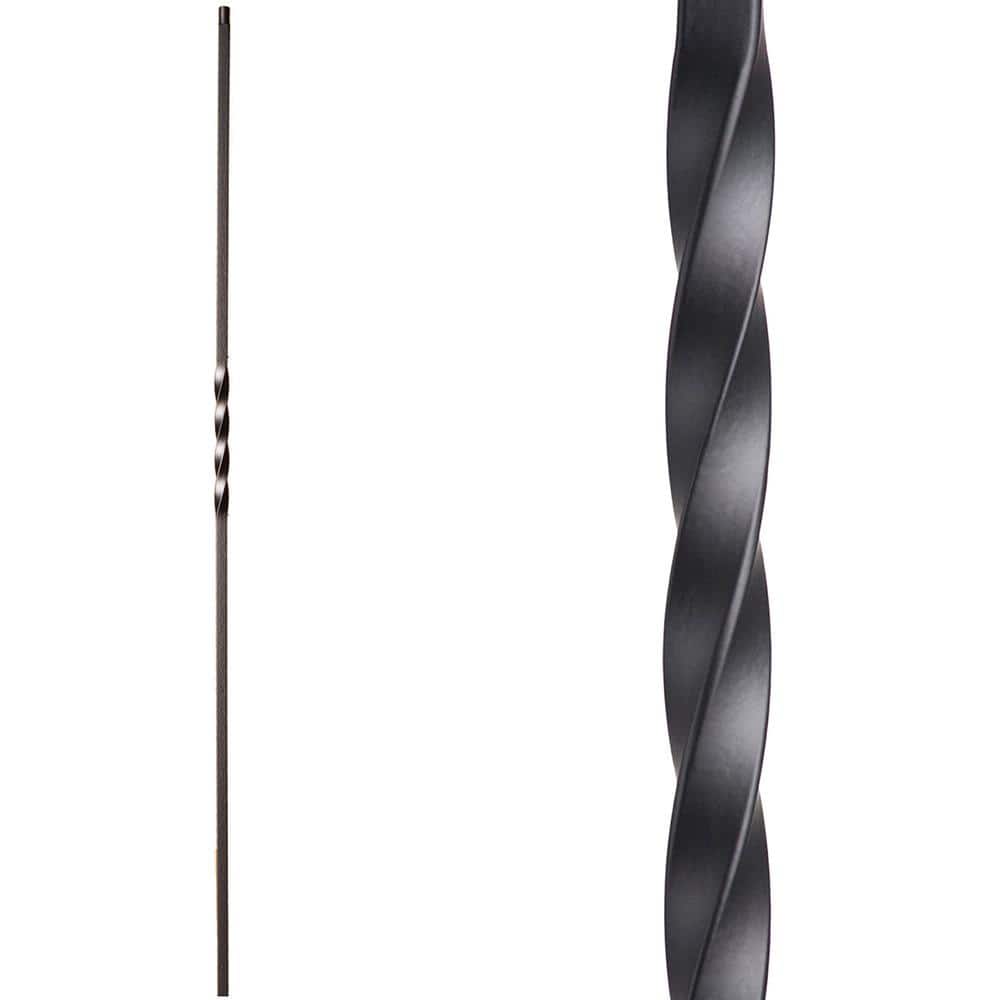 HOUSE OF FORGINGS Twist and Basket 44 in. x 0.5 in. Satin Black Wrought Iron Traditional Iron Baluster (1)