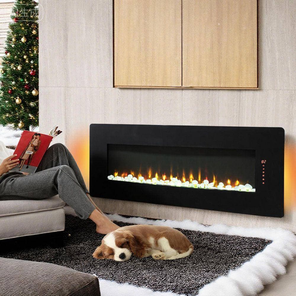 SUNRINX 36 in. 400 sq. ft. Electric Stove with Wall-Mount in Black, Multi-Color LED Flame (2)