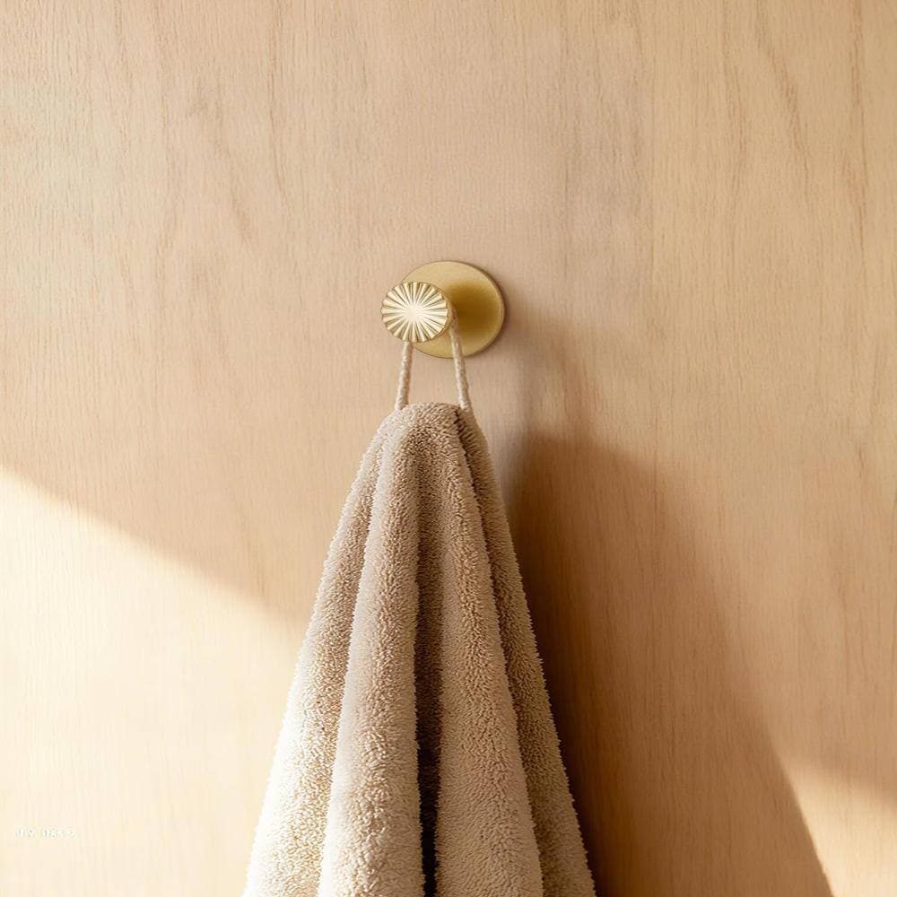 Unbranded Two Pack Adhesive Coat Hooks for Bathrooms Gold Finish Wall Robe Towel Hangers Zinc Alloy Heavy Duty (3)