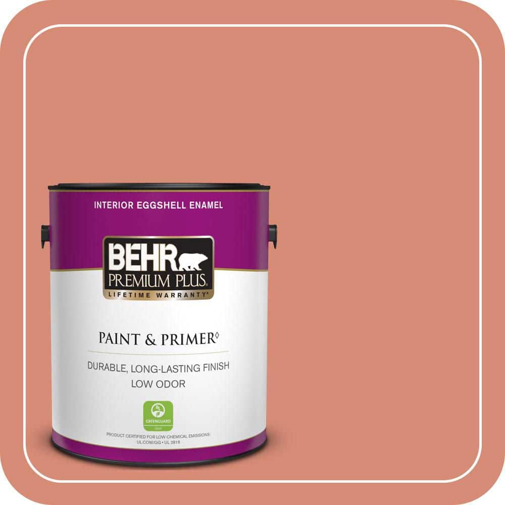 BEHR PREMIUM PLUS 1 gal. #MQ4-32 Vintage Coral Eggshell Enamel Low Odor Interior Paint & Primer