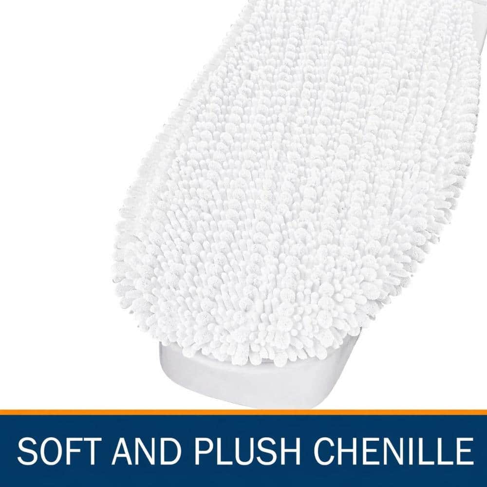 Unbranded Soft Chenille Toilet Lid Cover 17.5 x 15 Inches with Non-Slip Backing and Elastic Edges, White (3)