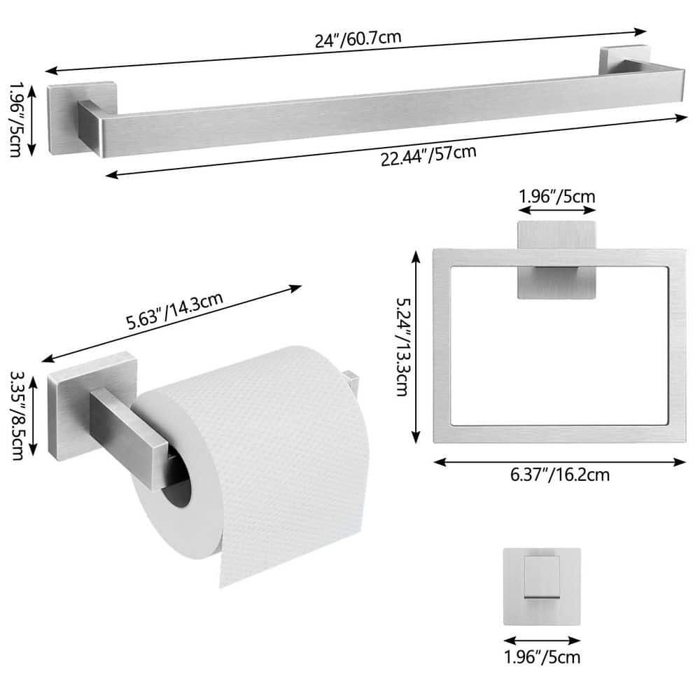 KHKFY Brushed Nickel 20-Piece Bathroom Hardware Set with 24 in. Towel Bars and Stainless Steel Wall Mounted Rack (2)