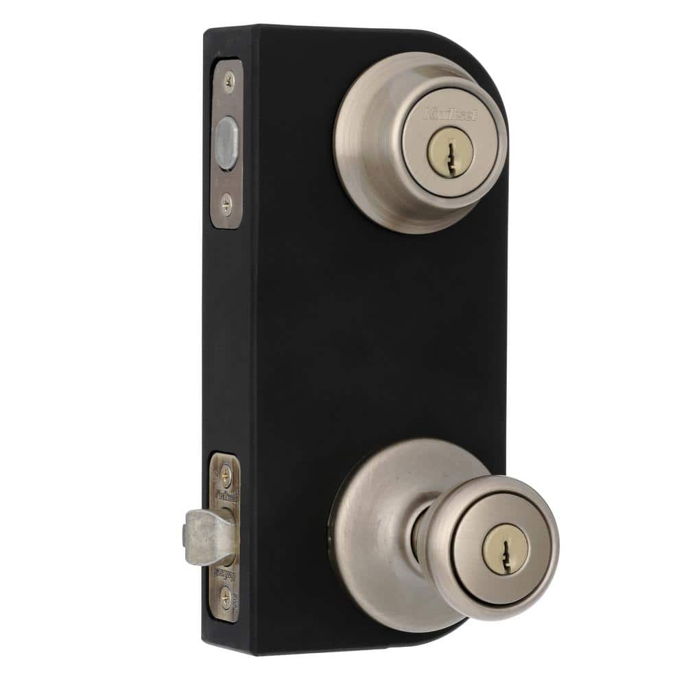 Kwikset Tylo Antique Brass Exterior Entry Door Knob and Double Cylinder Deadbolt Combo Pack (4)