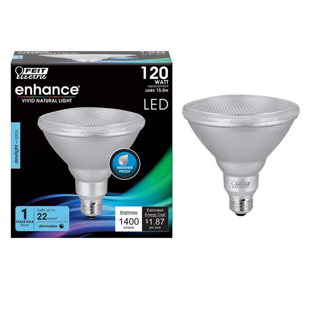 Feit Electric 120-Watt Equivalent PAR38 Outdoor Dimmable CEC Title 20 90 CRI E26 Medium Base Flood LED Light Bulb, Daylight 5000K (2)