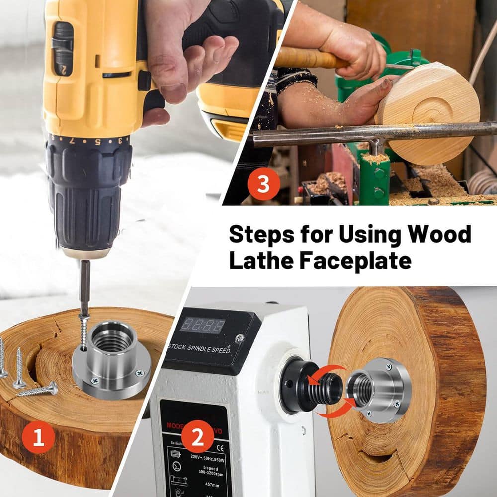 Unbranded 3 in. Steel Lathe Faceplate with 8 Screw Mounting Holes for 1 x 8TPI Spindle Wood Lathes (1-Pack) (3)