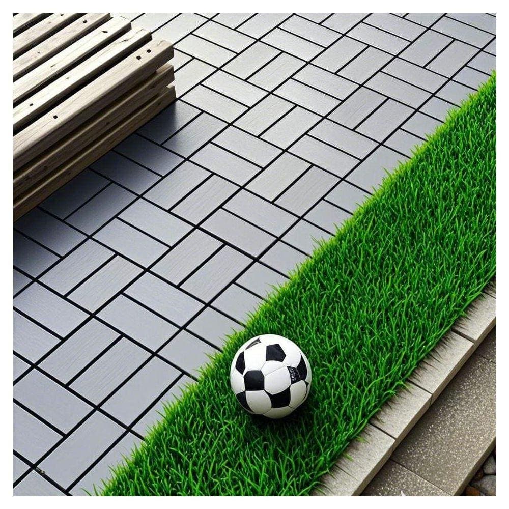 WRIGHTMASTER 1 ft. x 1 ft. Quick Deck PVC Plastic Interlocking Deck Tile in Dark Gray (44 sq. ft. per Box) (2)