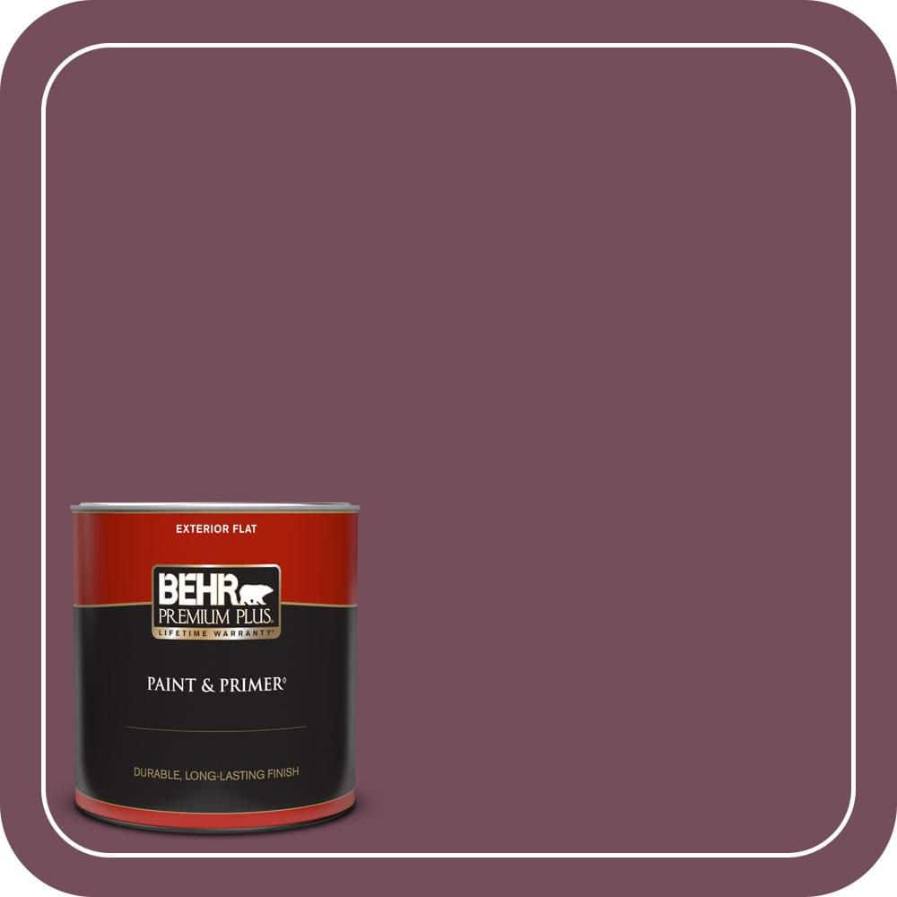 BEHR PREMIUM PLUS 1 qt. #S120-7 Fine Wine Flat Exterior Paint & Primer