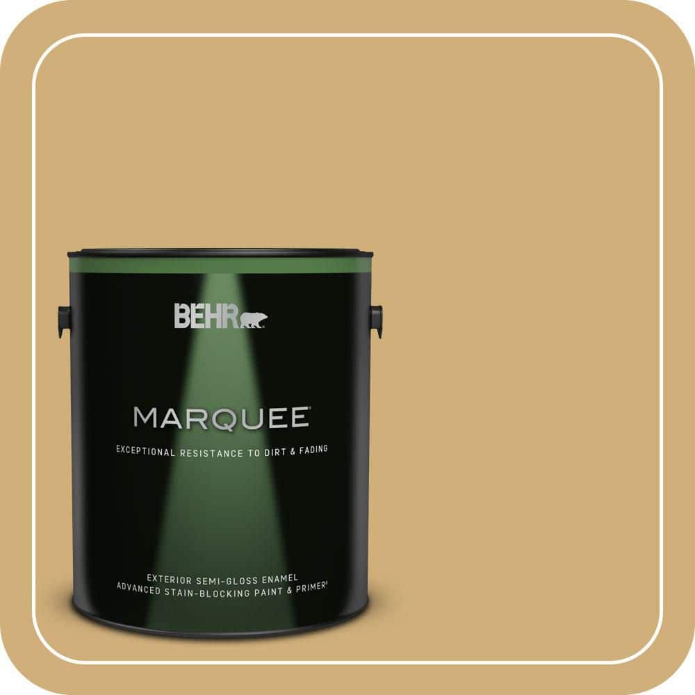 BEHR MARQUEE 1 gal. #PPU6-15 Romanesque Gold Semi-Gloss Enamel Exterior Paint & Primer