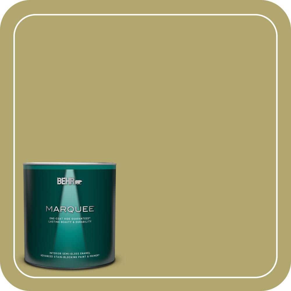 BEHR MARQUEE 1 qt. #PPU9-05 Natchez Moss Semi-Gloss Enamel Interior Paint & Primer