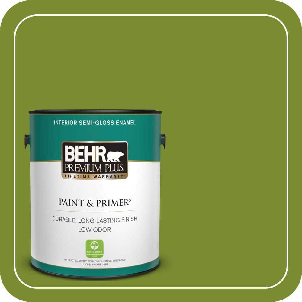 BEHR PREMIUM PLUS 1 gal. #P360-7 Sassy Grass Semi-Gloss Enamel Low Odor Interior Paint & Primer
