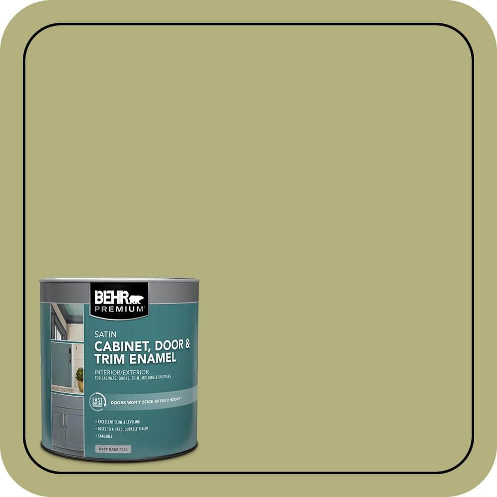 BEHR PREMIUM 1 qt. #M340-5 Fresh Artichoke Satin Enamel Interior/Exterior Cabinet, Door & Trim Paint