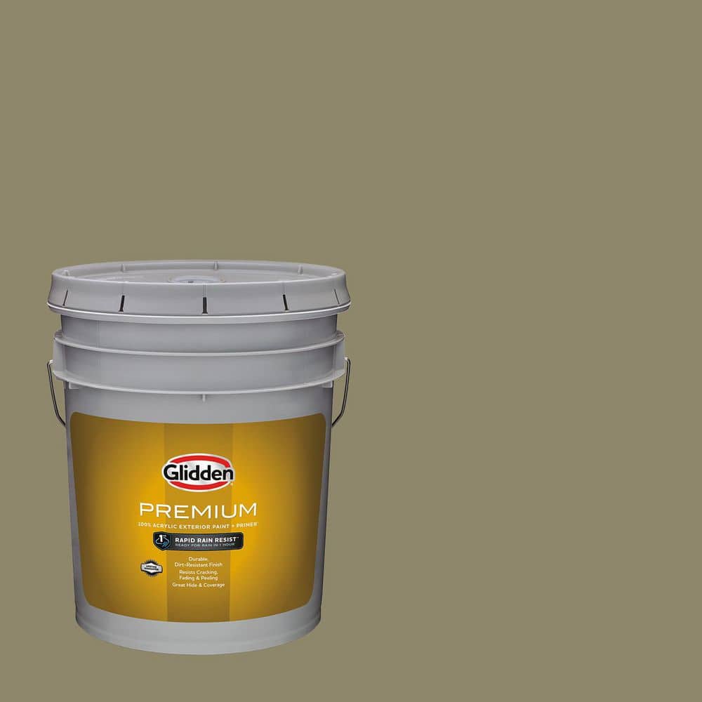 Glidden Premium 5 gal. PPG1027-5 Rattan Palm Flat Exterior Latex Paint