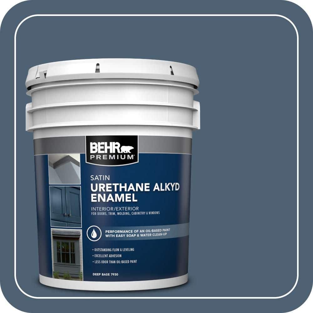 BEHR PREMIUM 5 gal. #PPU14-19 English Channel Urethane Alkyd Satin Enamel Interior/Exterior Paint