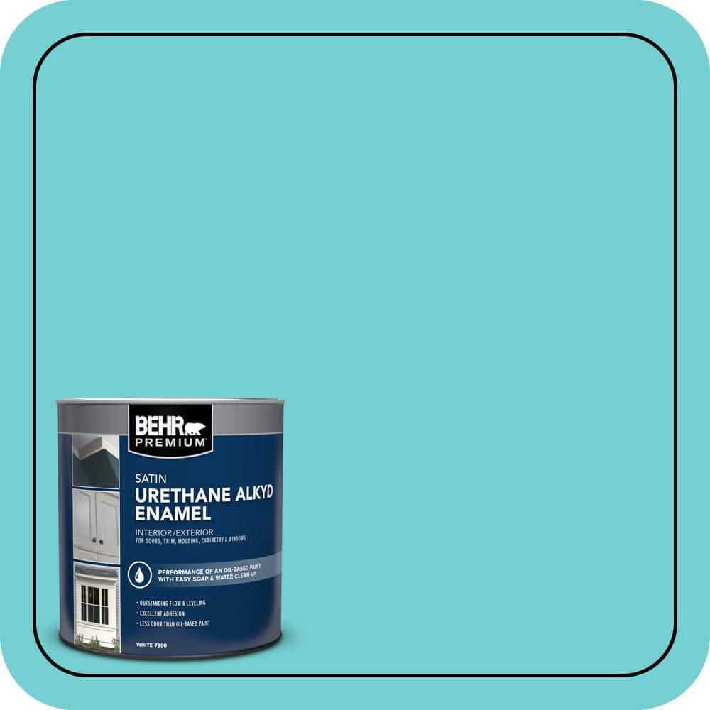 BEHR PREMIUM 1 qt. #P460-3 Soft Turquoise Satin Enamel Urethane Alkyd Interior/Exterior Paint (1)