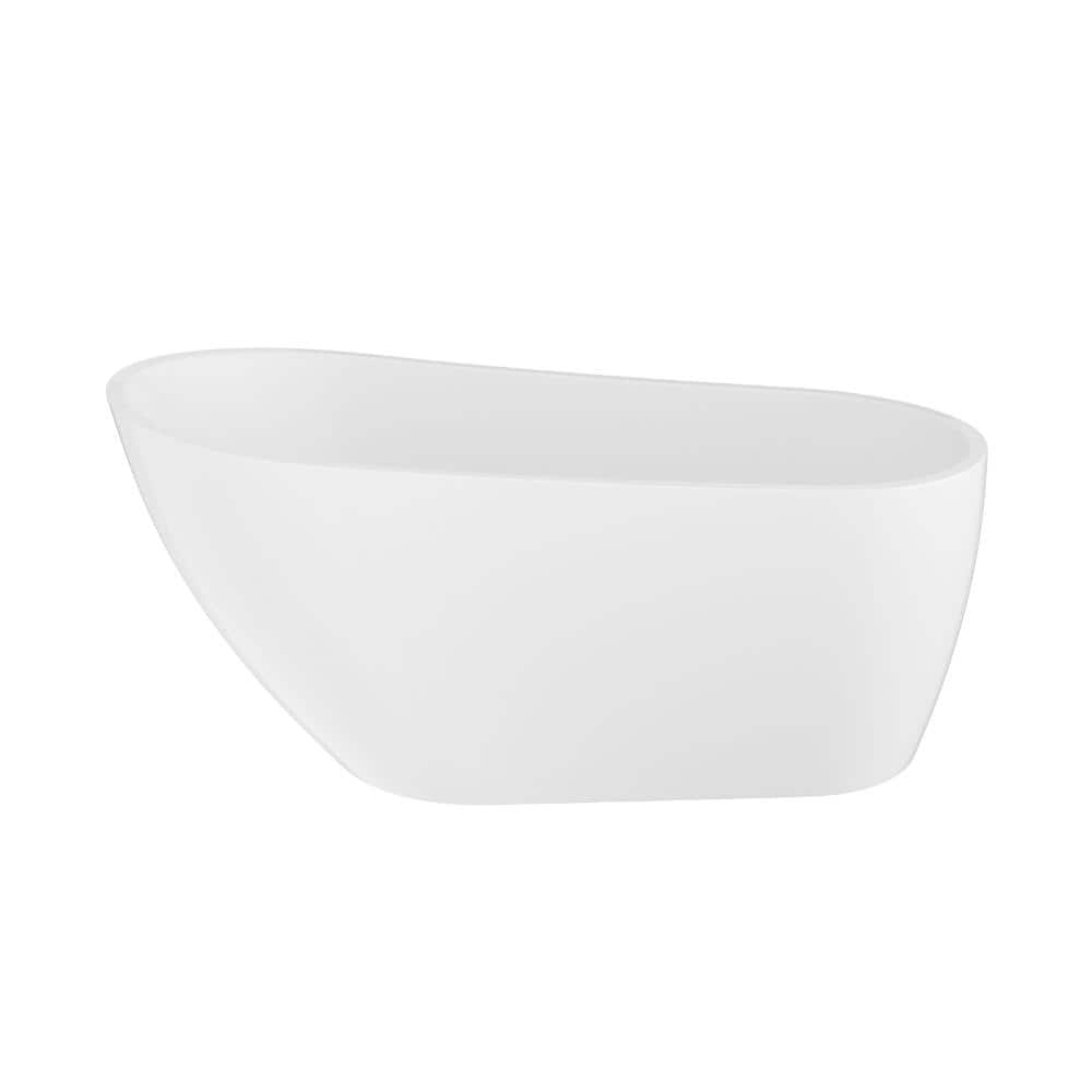 Kichae 59.06 in. x 29.53 in. Straight Top Neo Angle Corner Freestanding Acrylic Bathtub White Modern Soaking Tub (1)
