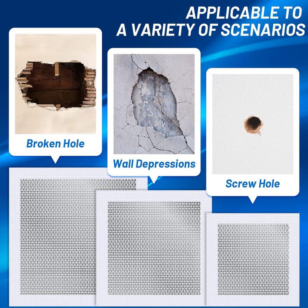 NVNOO 4 in. 6 in. 8 in. Self-Adhesive Drywall Patch Kit for Large Holes Wall, Repair Home, Kitchen, Office Building (14-Pack) (2)