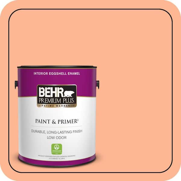 BEHR PREMIUM PLUS 1 gal. #P200-4 Carotene Eggshell Enamel Low Odor Interior Paint & Primer (2)