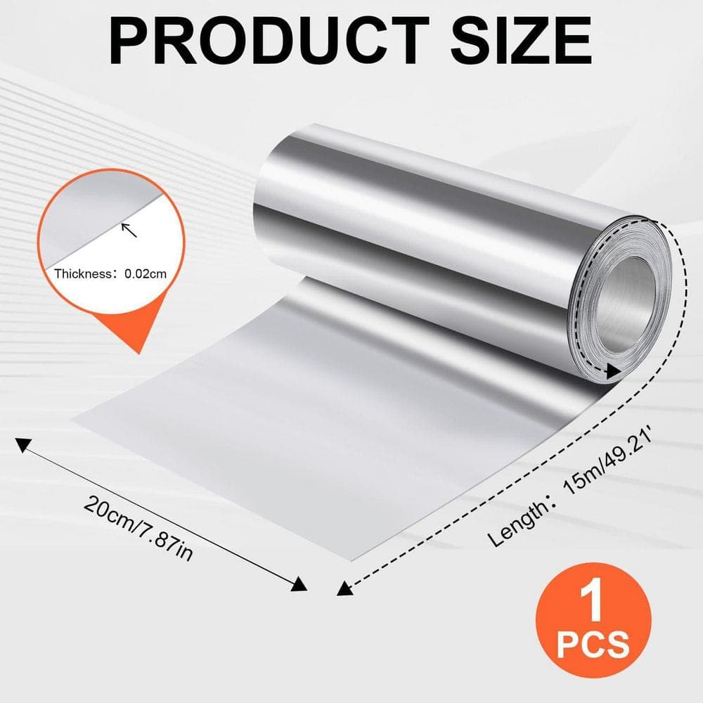 Laybus 8 in. x 50 ft. Aluminum Roll Flashing, 0.2 mm Thickness Panels for Sealing Windows Doors, Shed Weatherproofing Areas (2)