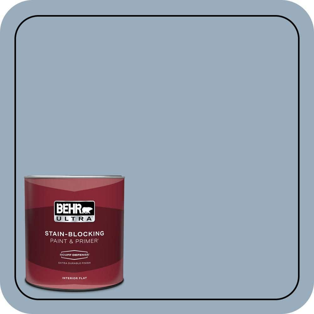 BEHR ULTRA 1 qt. #S510-3 Ombre Blue Extra Durable Flat Interior Paint & Primer (1)