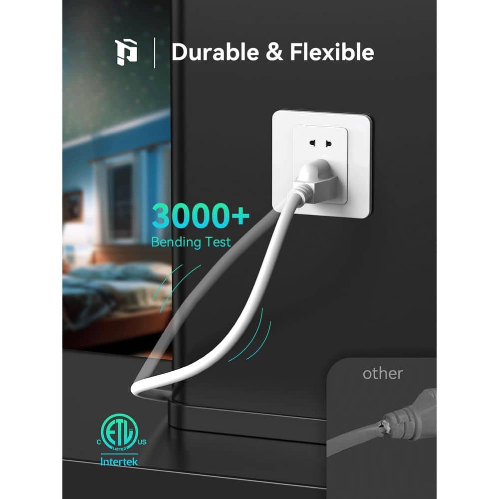 Lukyamzn 2-Pack 3Ft. 16 / 3 Heavy Duty Indoor/Outdoor Extension Cord with 3 Prong Grounded Short Wire, 13A 1625W 125V SJTW, White (3)