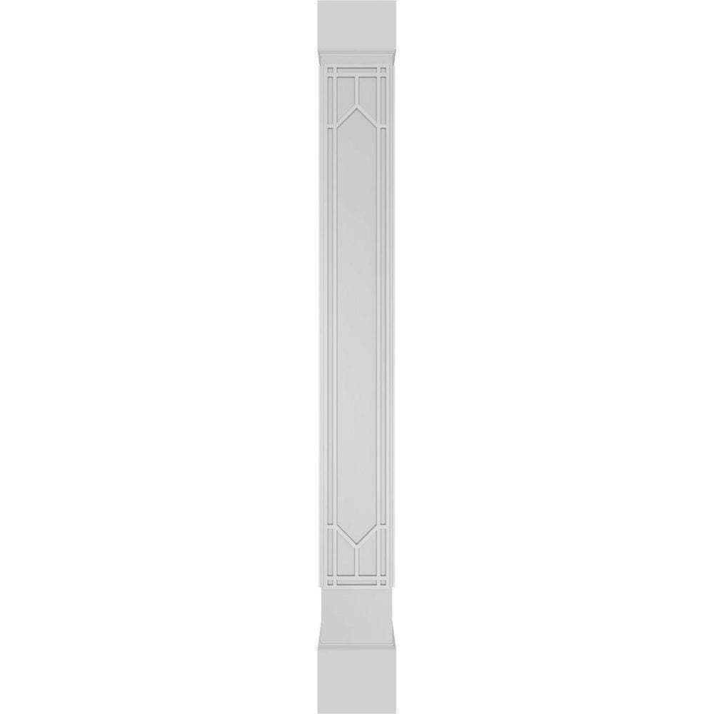Ekena Millwork 11-5/8 in. 10 ft. Premium Square Non-Tapered Shaker Fretwork PVC Column Wrap Kit with Standard Capital and Base (2)