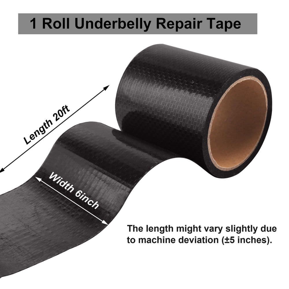 Laybus 6 in. x 20 ft. Black Polyethylene Roof Tape RV Underbelly Material Waterproof Flex Belly Tape Tear Repair Patch (2)