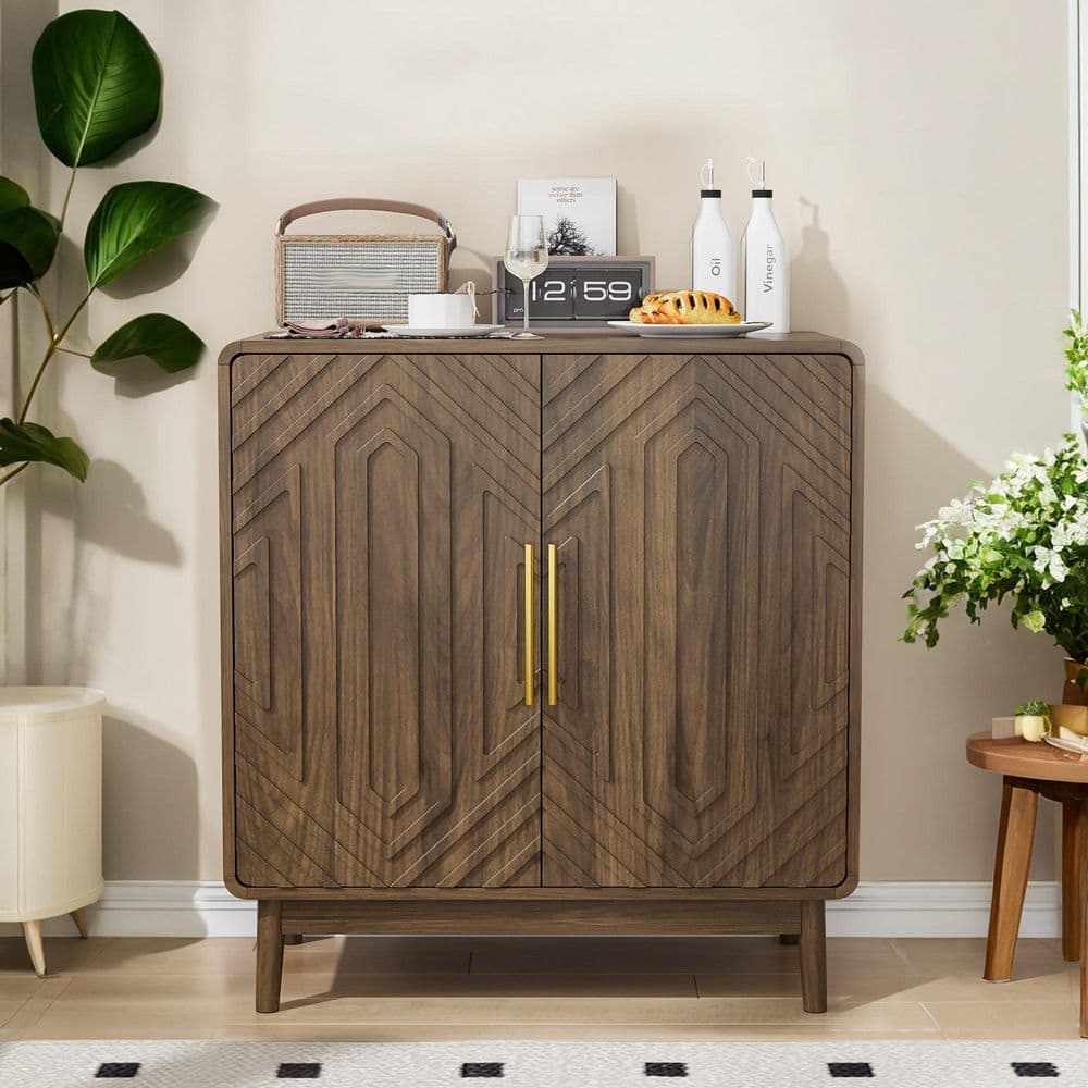 COWLOWN 31.5 in. W x 15.7 in. D x 33.6 in. H Brown Linen Cabinet with Adjustable Layer Board (1)