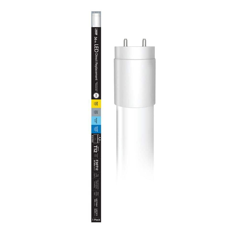 Feit Electric 30-Watt Equivalent 3 ft. T12 G13 Type A Plug and Play Linear LED Tube Light Bulb, Selectable White (2)