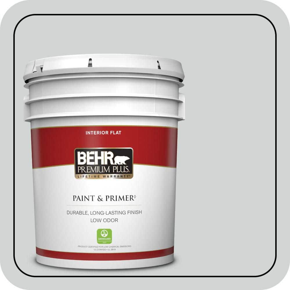 BEHR PREMIUM PLUS 5 gal. #N450-1 Evaporation Flat Low Odor Interior Paint & Primer