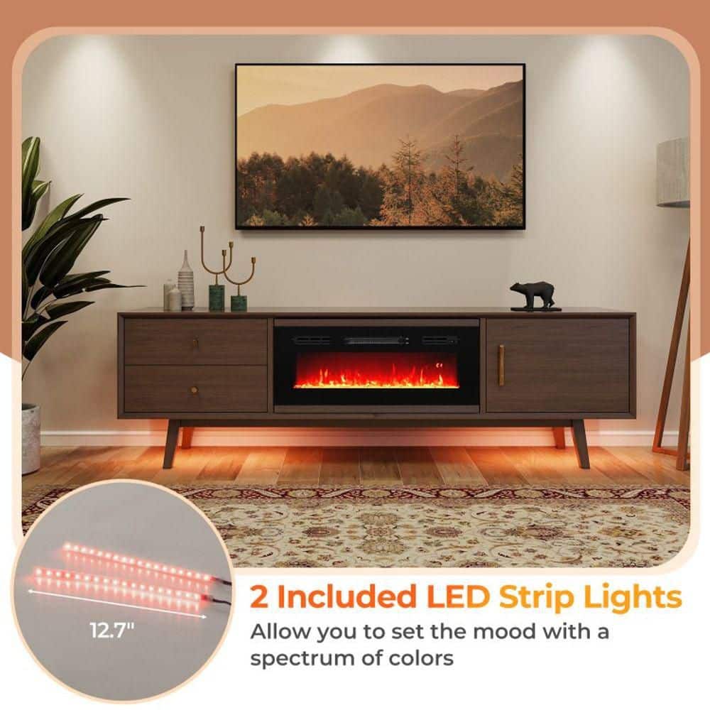 Clihome 36 in. Electric Fireplace Insert with 5000 BTU Heater, LED Strip Lights, Thermostat and Remote Control (3)