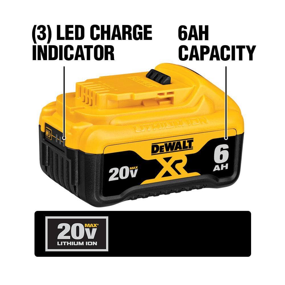 DEWALT 20V MAX XR Cordless Compact Fixed Base Router, (1) 20V 6.0Ah Battery, (1) 20V 4.0Ah Battery, and (1) 2.0Ah Battery (3)