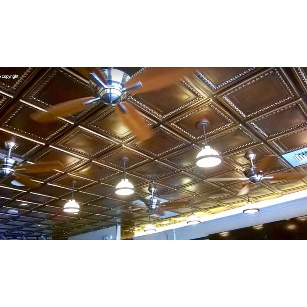 FROM PLAIN TO BEAUTIFUL IN HOURS Cambridge Aged Copper 2 ft. x 2 ft. PVC Glue Up or Lay In Faux Tin Ceiling Tile(40 sq. ft./case) (3)