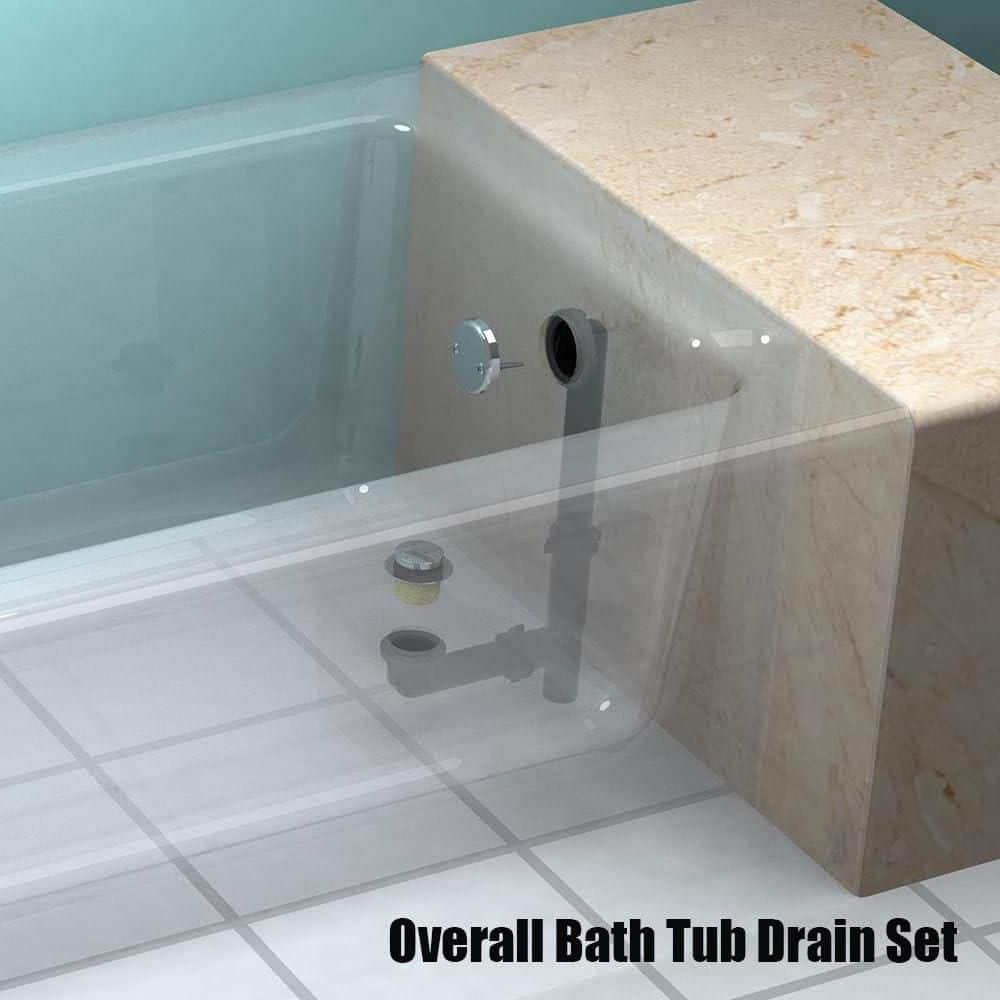 Helhom 1-1/2 in. Black Tubular Bath Drain Kit, Tip Toe Stopper, Touch Toe Tub Drain, Waste and Overflow Assembly (4)