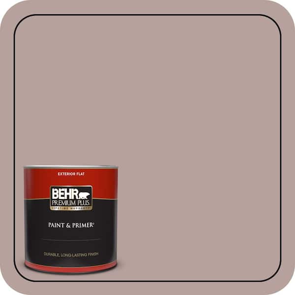 BEHR PREMIUM PLUS 1 qt. #N130-4 Plum Taupe Flat Exterior Paint & Primer (2)
