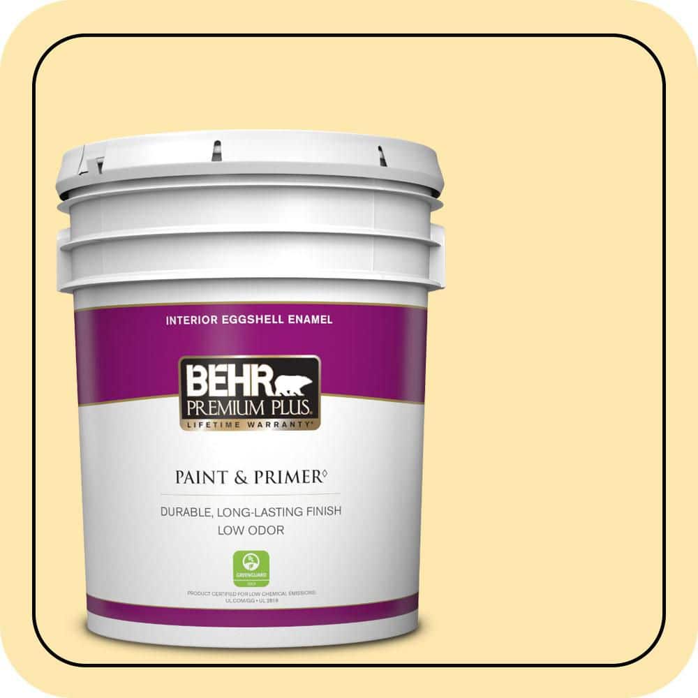 BEHR PREMIUM PLUS 5 gal. #P280-2 Gold Thread Eggshell Enamel Low Odor Interior Paint & Primer (1)