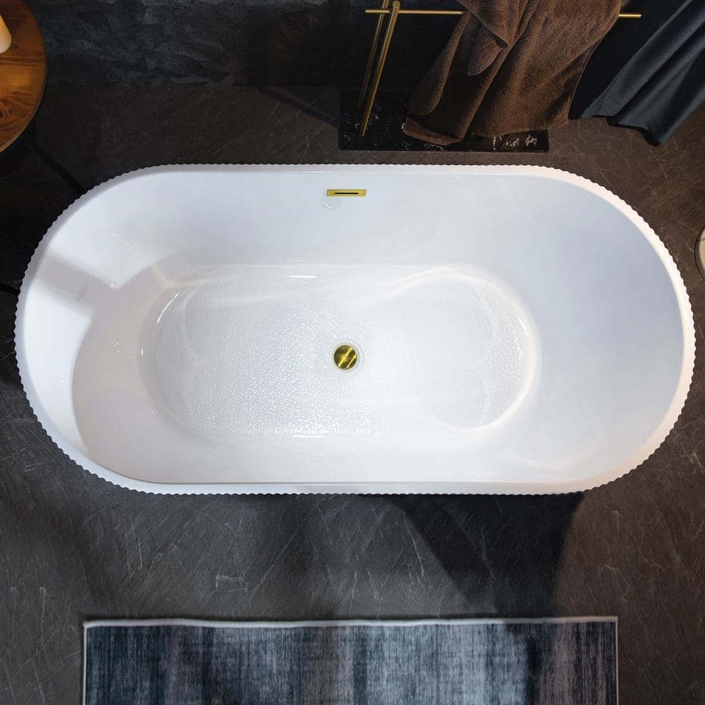 WOODBRIDGE 31.5 in. Acrylic Flat Bottom Soaking Bathtub Center Drain and Overflow (4)