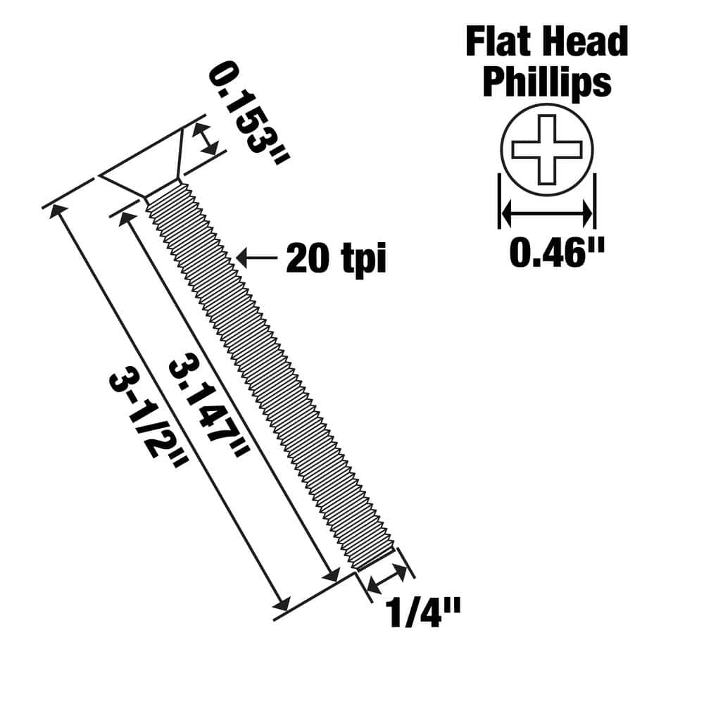 Everbilt 1/4 in.-20 x 3-1/2 in. Phillips Flat-Head Machine Screws (2-Pack) (4)