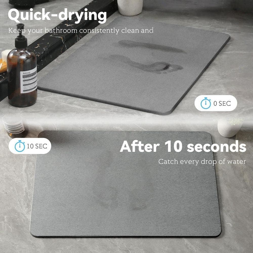 Wudkey 15.5 in. x 23.5 in. Stone Bath Mat in Dark Gray, Dry Quickly, Non-Slip Diatomaceous Earth Bath Mats, Easy to Clean (3)