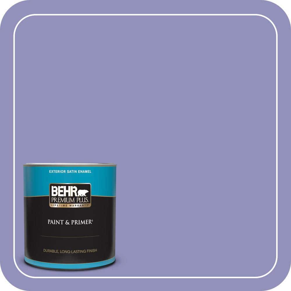 BEHR PREMIUM PLUS 1 qt. #PPU16-05 Lily of the Nile Satin Enamel Exterior Paint & Primer