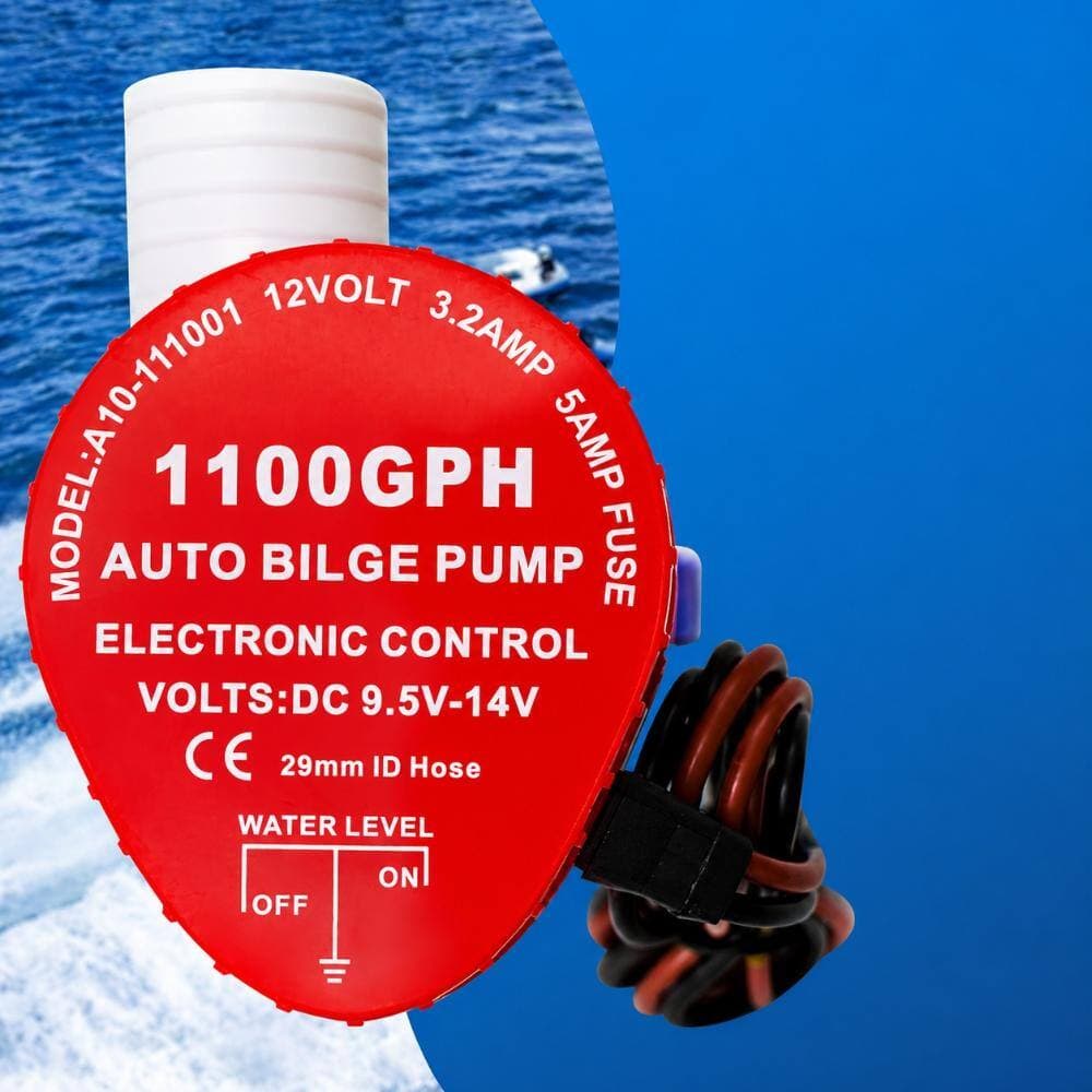 Unbranded Automatic 1100 GPH 12V Bilge Pump with 1-1/8 in Outlet, Compact Submersible Water Removal Pump for Boats (3)