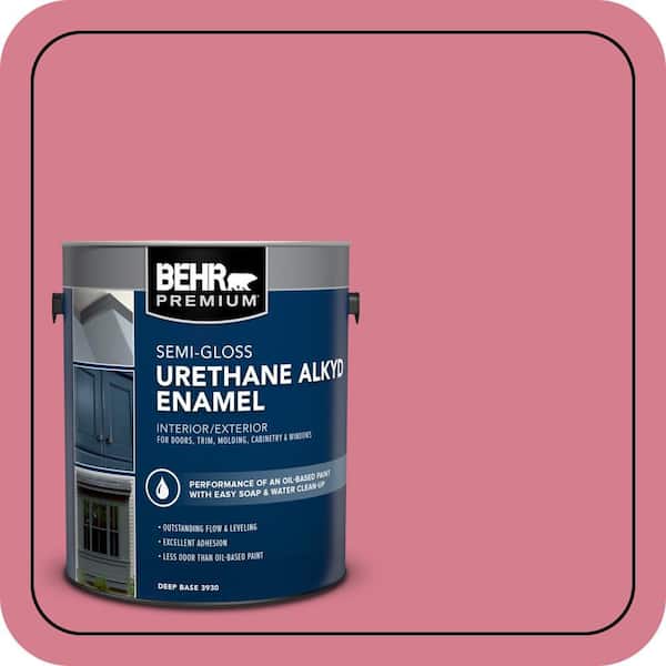 BEHR PREMIUM 1 gal. #P140-4 I Pink I Can Urethane Alkyd Semi-Gloss Enamel Interior/Exterior Paint (2)
