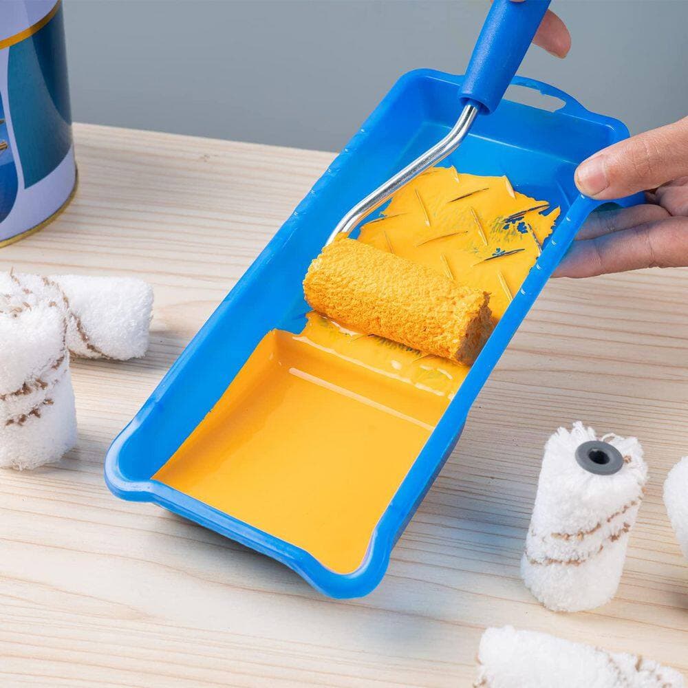 Unbranded 2 in. White Microfiber Small Paint Roller Kit with Non Slip Handle and Durable Tray 9 Pack (3)