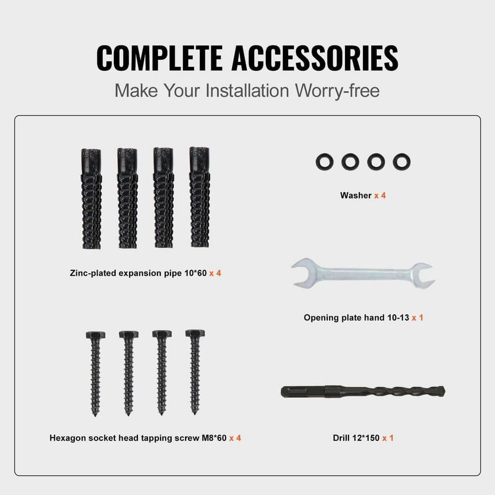 VEVOR 38 in. x 18 in. Single Post Handrail Fits 1 or 2 Steps Wrought Iron Outdoor Stair Railing 441 lbs. Capacity Black (2)
