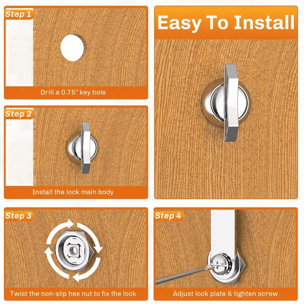 LAIFUCAM 5/8 in. Chrome Finish Thumb Operated Spring Cam Latch Door Catch Keyless for Cabinet RV Storage 5-Pack (3)