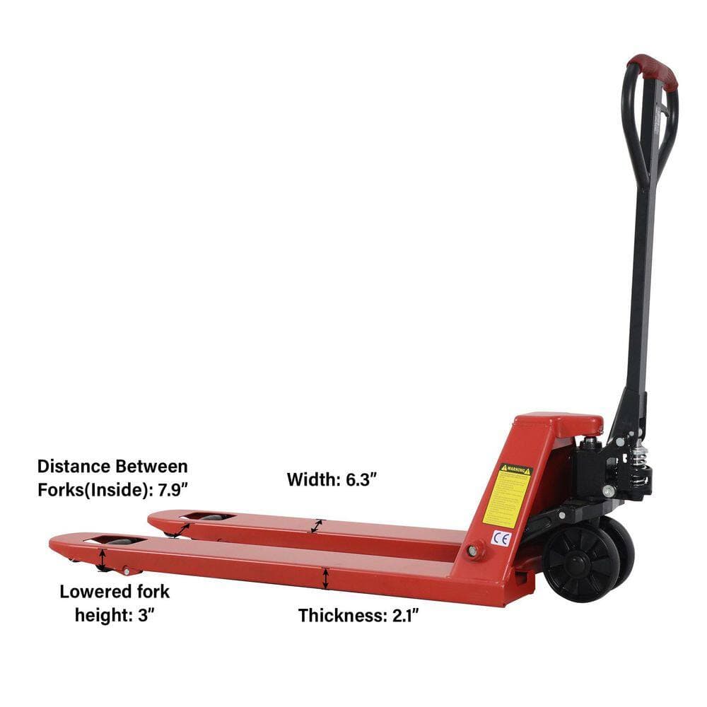 TORY CARRIER 7.3 in. Lifting Height Hand Pallet Truck with 5,500 lbs. Hydraulic Pallet Jack 48 x 21 in. Fork Size Red (2)