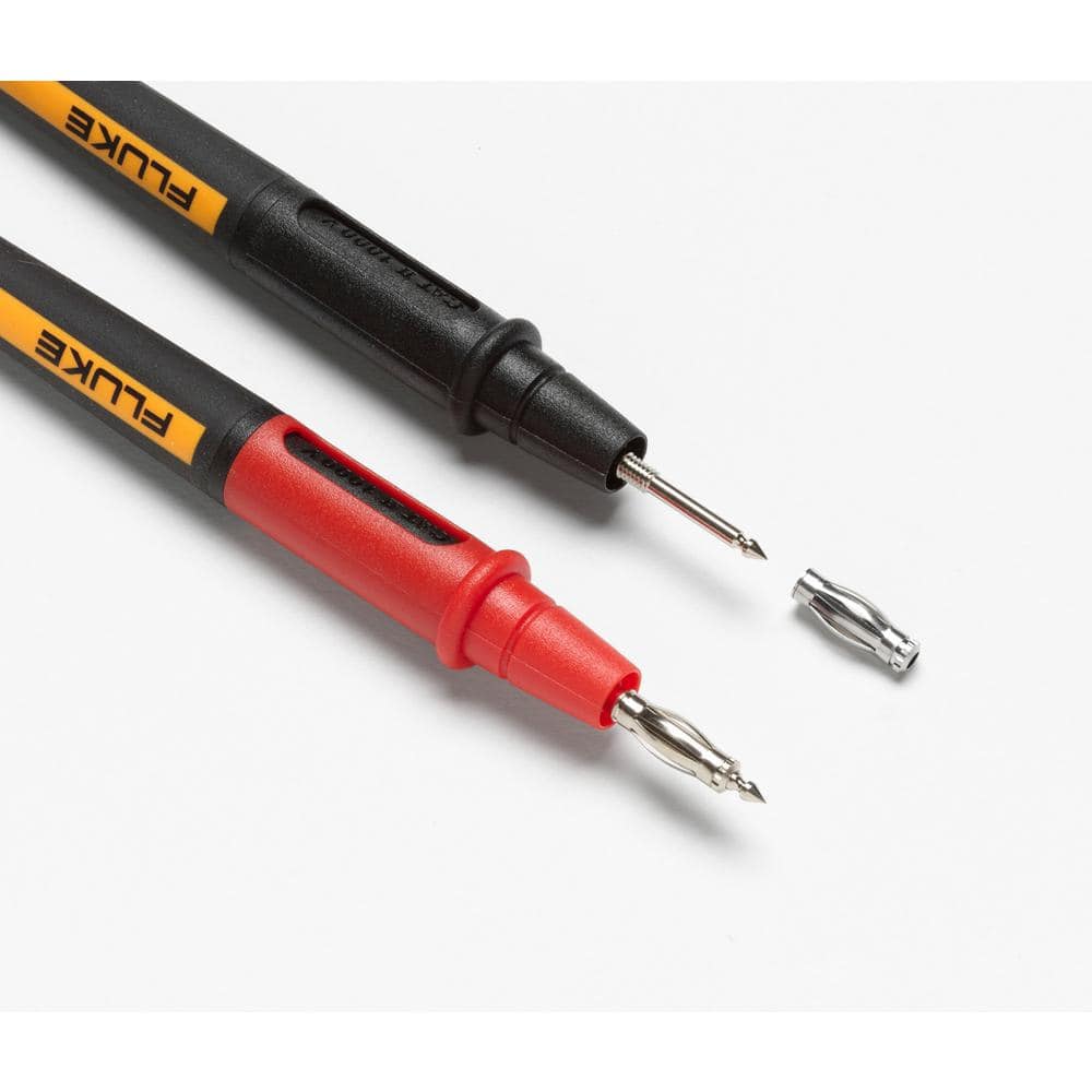 FLUKE TL175E Twist Guard TM Test Leads, 2 mm Dia Probe Tips with 4 mm Adapters (2)