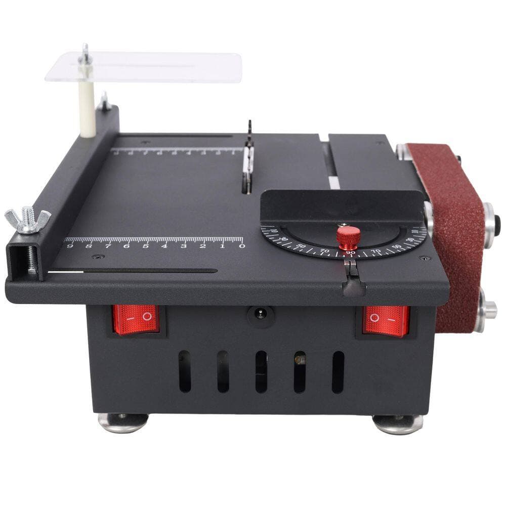 maocao hoom Mini Table Saw,Belt Sander,4 pcs Blades,10 pcs Sanding Belt,7 Gear Adjustable 0-90° Angle,for Wood/PCB/Acrylic/Plastic (3)